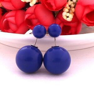 Double Ball Stud Earrings Minimalist Chic Double Sided Front Back E…